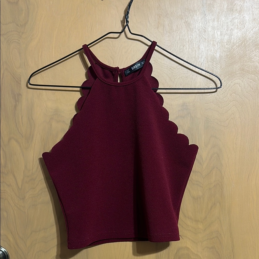 SHEIN Red Asymmetrical Crop Tank Top